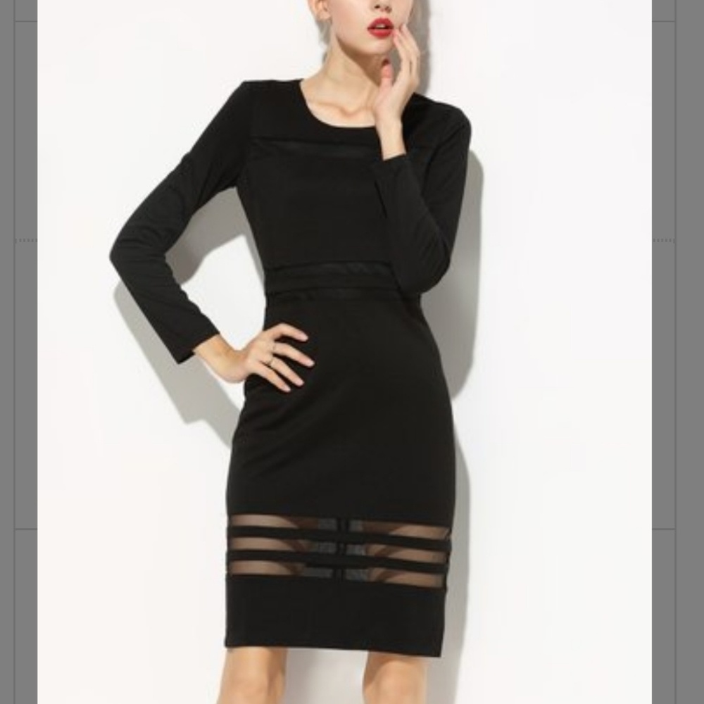 Coeur de Vague black sheer stripe sheath dress